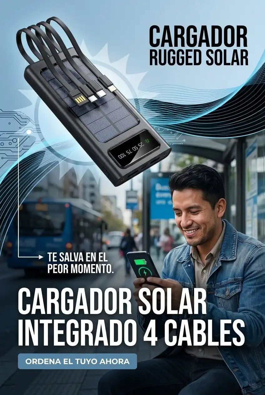 POWER BANK SOLAR MULTICABLE – TE SALVA EN EL PEOR MOMENTO
