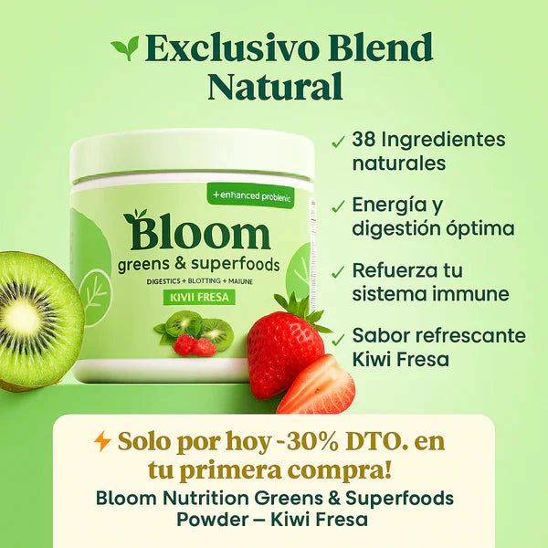 BLOOM NUTRITION GREENS & SUPERFOODS 152GR - ADIÓS HINCHAZÓN, HOLA CUERPO LIVIANO