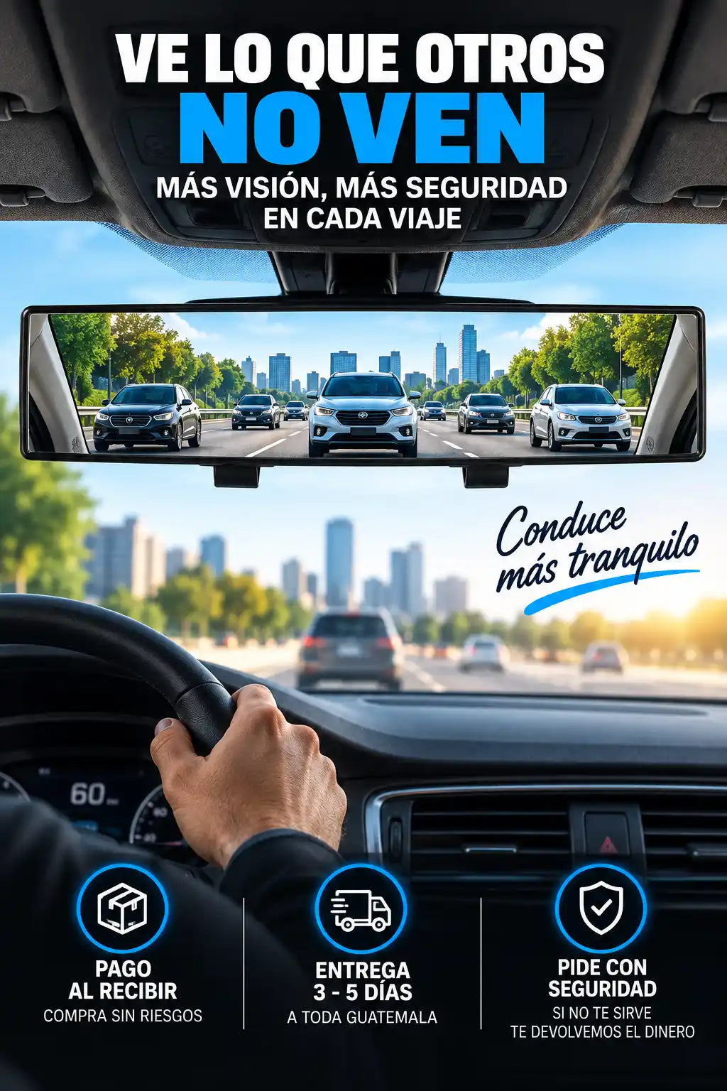 RETROVISOR PANORÁMICO PRO™ - REDUCE PUNTOS CIEGOS Y AMPLÍA TU VISIÓN AL VOLANTE