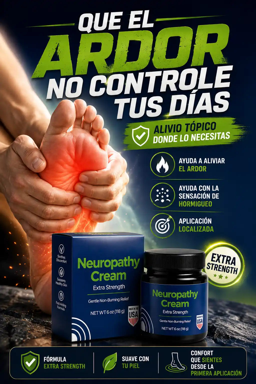 NEUROPATHY CREAM - ALIVIO INMEDIATO PARA EL ARDOR Y HORMIGUEO