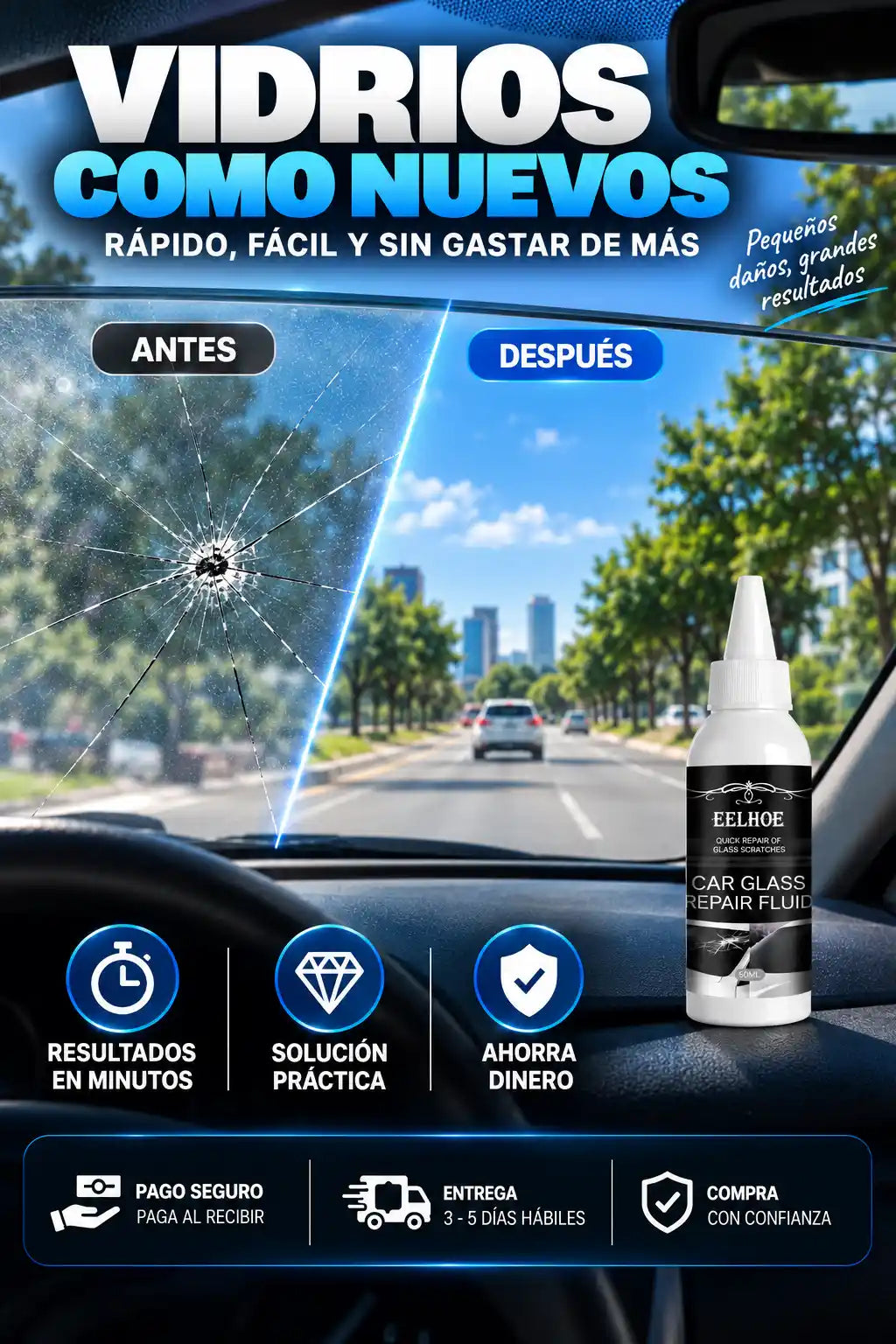 REPARADOR DE VIDRIOS PRO™ – REPARA GRIETAS Y DAÑOS DE FORMA FÁCIL