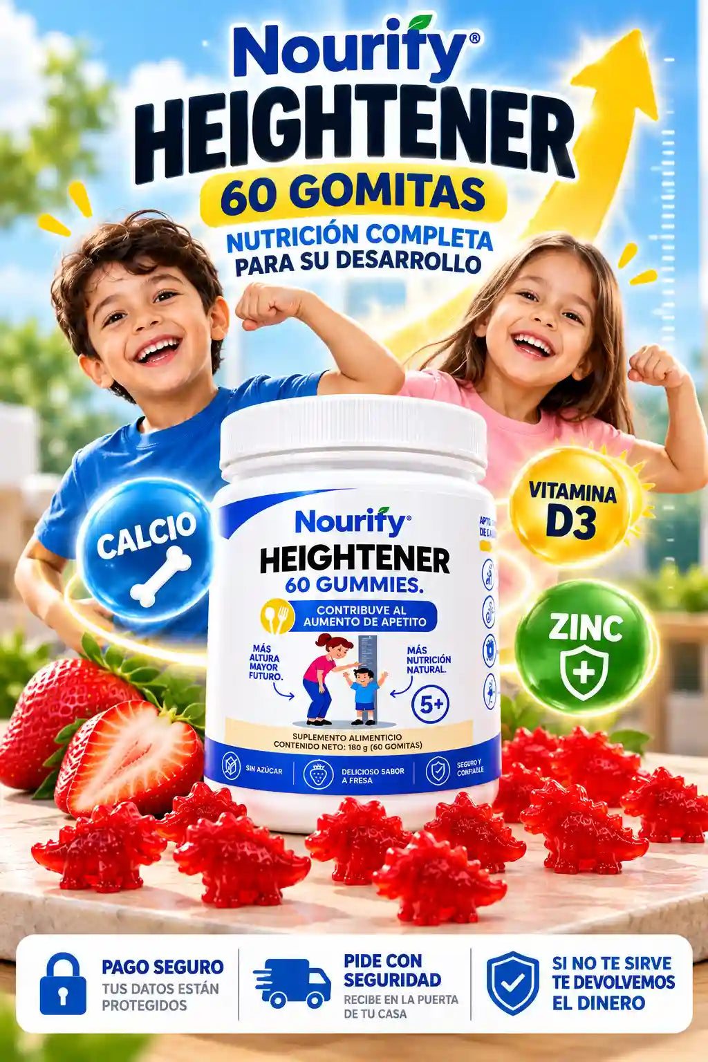 NOURITY HEIGHTENER™ – 60 GOMITAS PARA NUTRIR SU CRECIMIENTO Y FORTALECER SUS HUESOS
