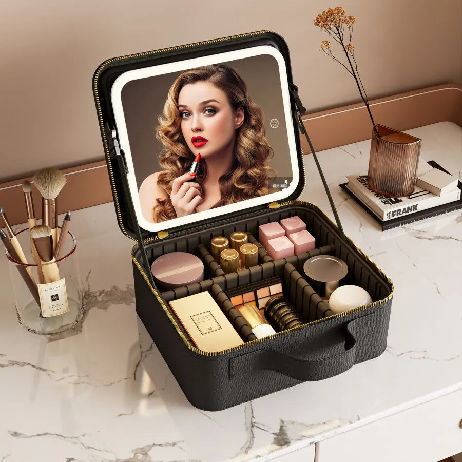 COSMETIQUERA PROFESIONAL CON ESPEJO LUZ LED