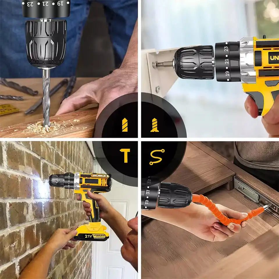 KIT TALADRO DE IMPACTO INALÁMBRICO 48 VOLTIOS + 26 ACCESORIOS + 2 BATERÍAS GRATIS 🎁