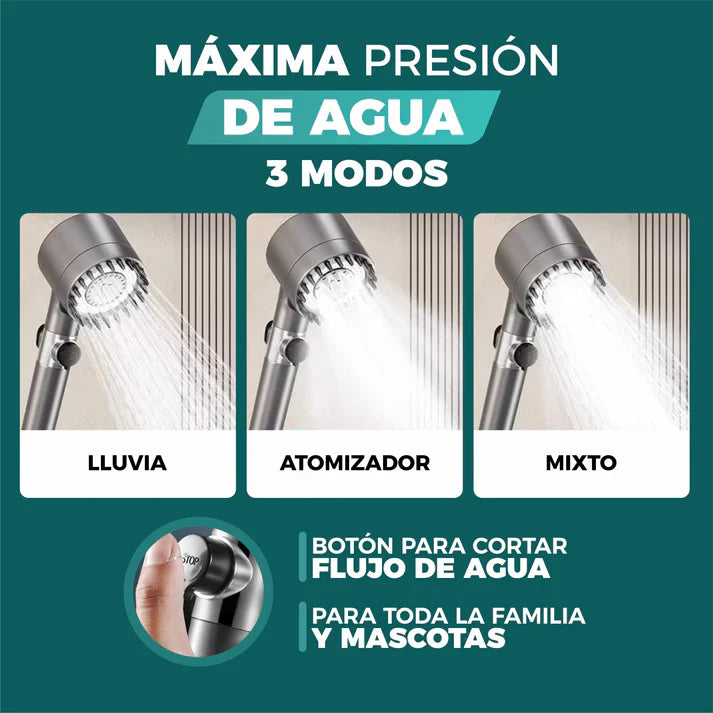 CABEZAL DE DUCHA ALTA PRESIÓN Y FILTRO DE AGUA
