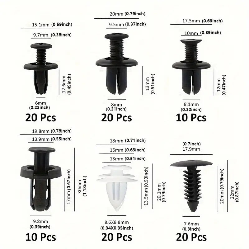 KIT DE CLIPS "REMACHES" PARA CARRO 100 PIEZAS