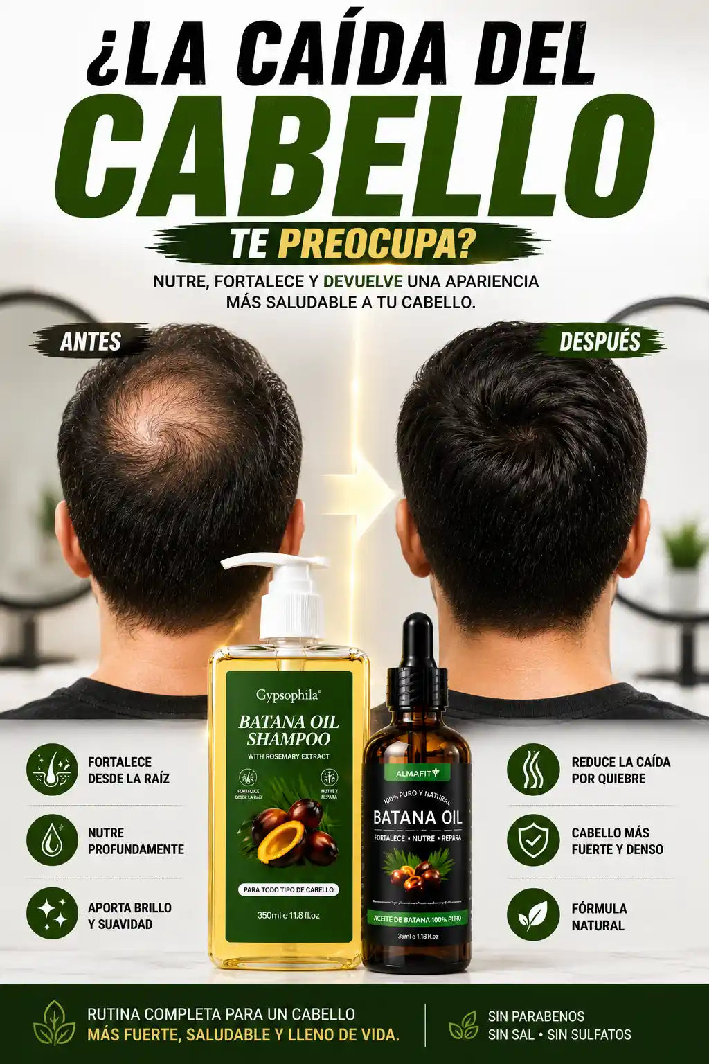 COMBO BATANA - ¡DEVUÉLVELE VIDA A TU CABELLO! SHAMPOO 350ML + ACEITE PURO 35ML