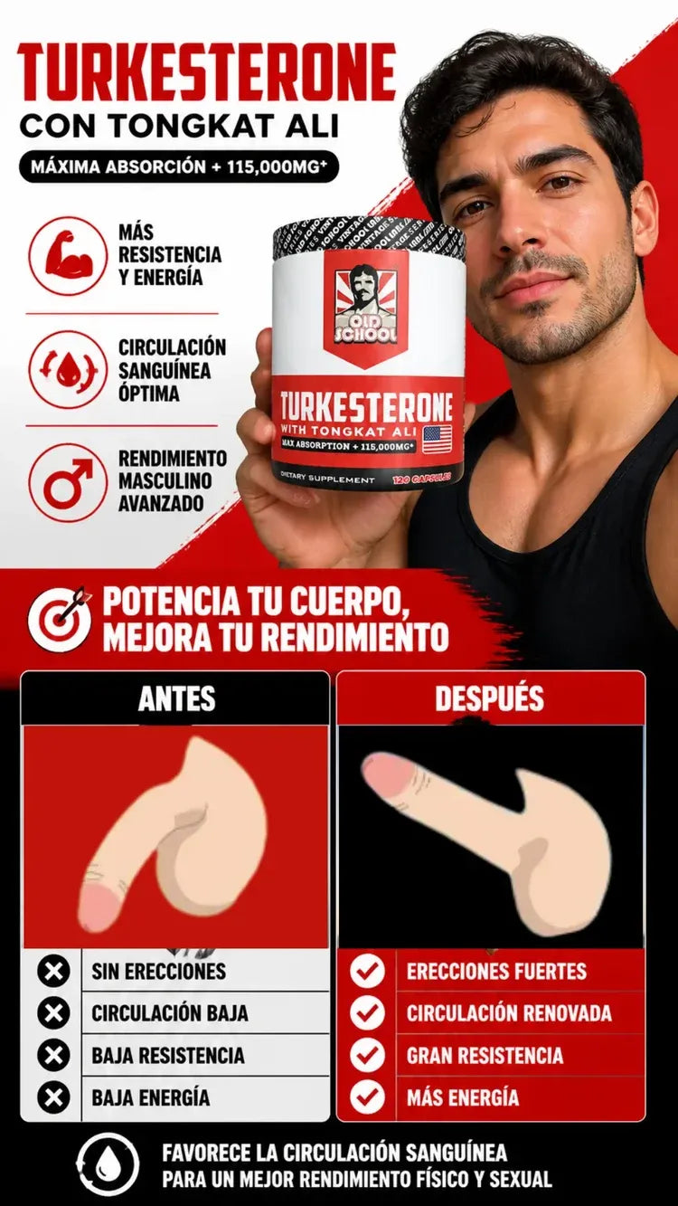 TURKESTERONE TONGKAT ALI | 120 CAPSULAS | FUERZA, MASA Y RENDIMIENTO SEXUAL NATURAL