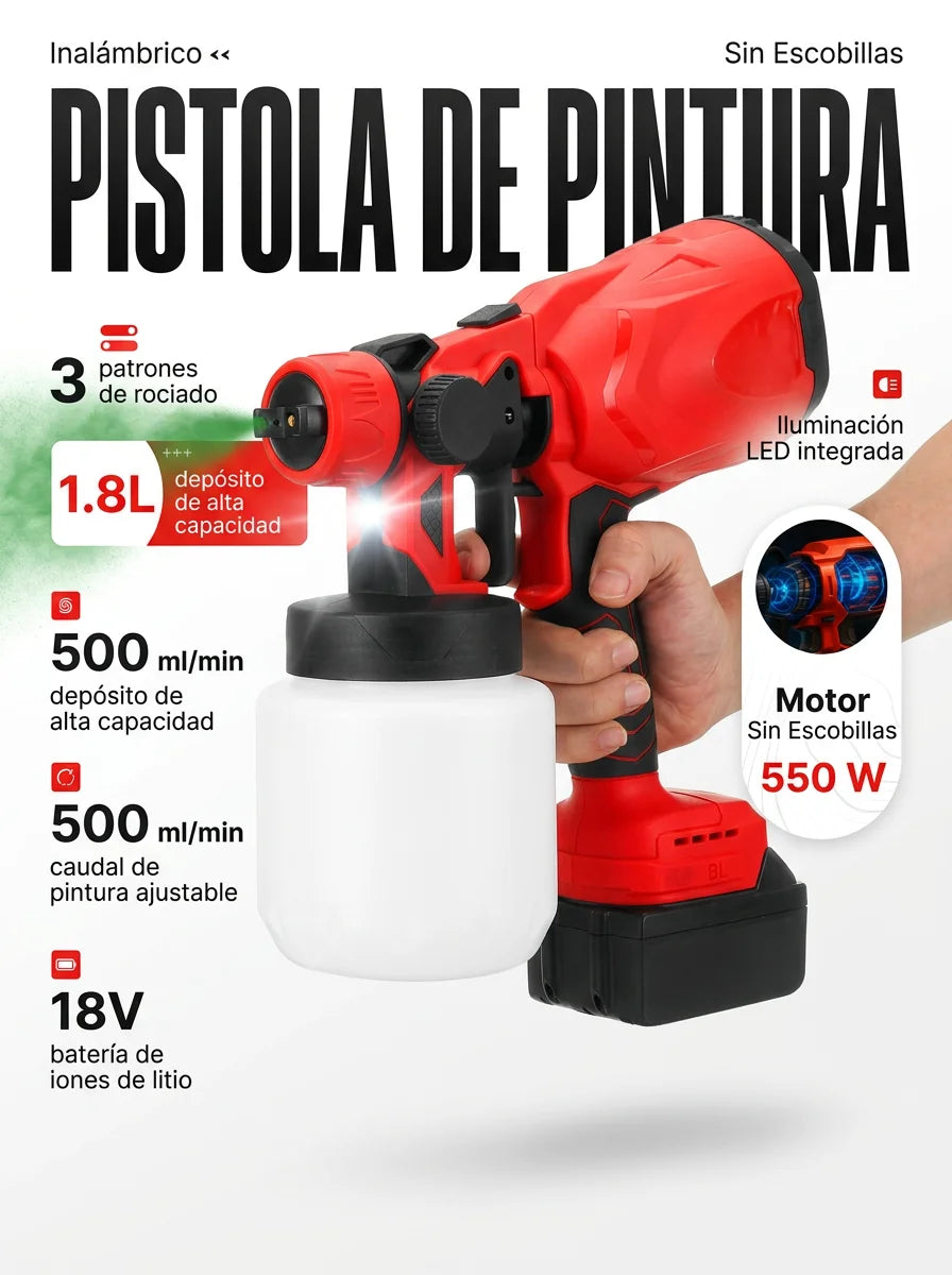 PISTOLA PULVERIZADORA INALÁMBRICA TURBOSPRAY – POTENCIA PROFESIONAL PARA PINTAR RÁPIDO Y PERFECTO
