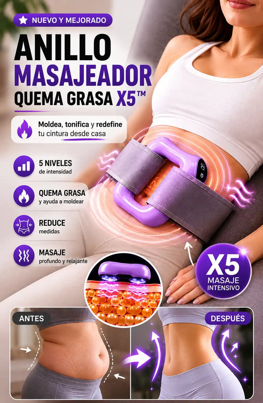 ANILLO MASAJEADOR QUEMA GRASA X5™ 🔥 MOLDEA, TONIFICA Y REDEFINE TU CINTURA DESDE CASA