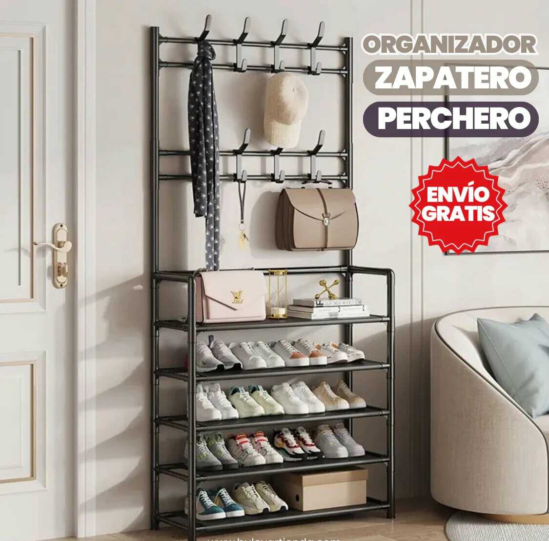 ORGANIZADOR DE ZAPATOS CON PERCHERO INCORPORADO