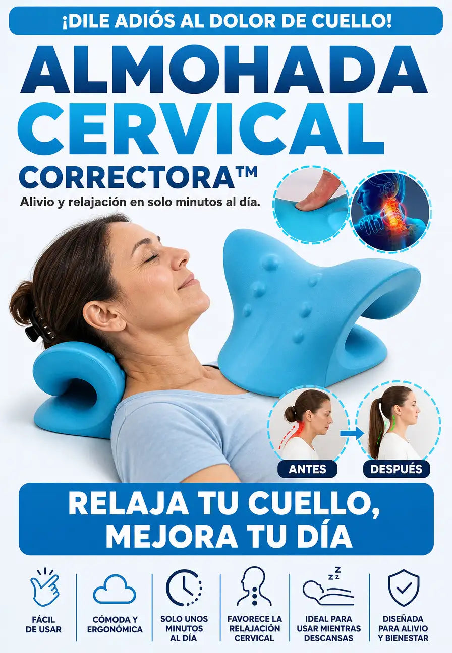 ALMOHADA CERVICAL CORRECTORA™ - LIBERA LA TENSIÓN ACUMULADA Y RELAJA TU CUELLO EN MINUTOS