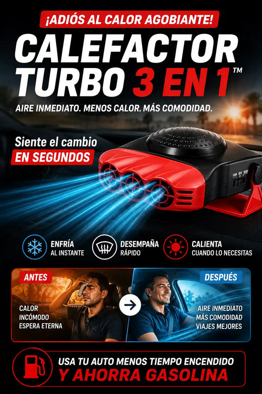 CALEFACTOR TURBO 3 EN 1™ | CALIENTA, ENFRÍA Y DESEMPAÑA AL INSTANTE