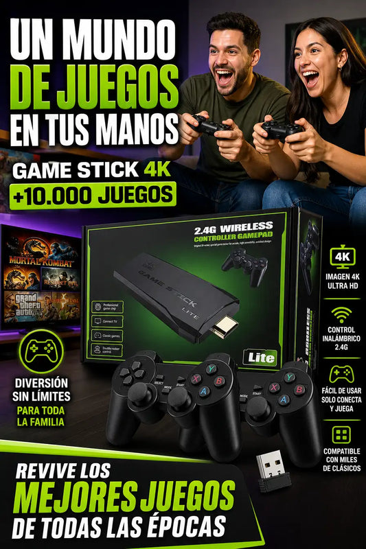 GAME STICK RETRO PRO™ | +10.000 JUEGOS Y 2 MANDOS INALÁMBRICOS