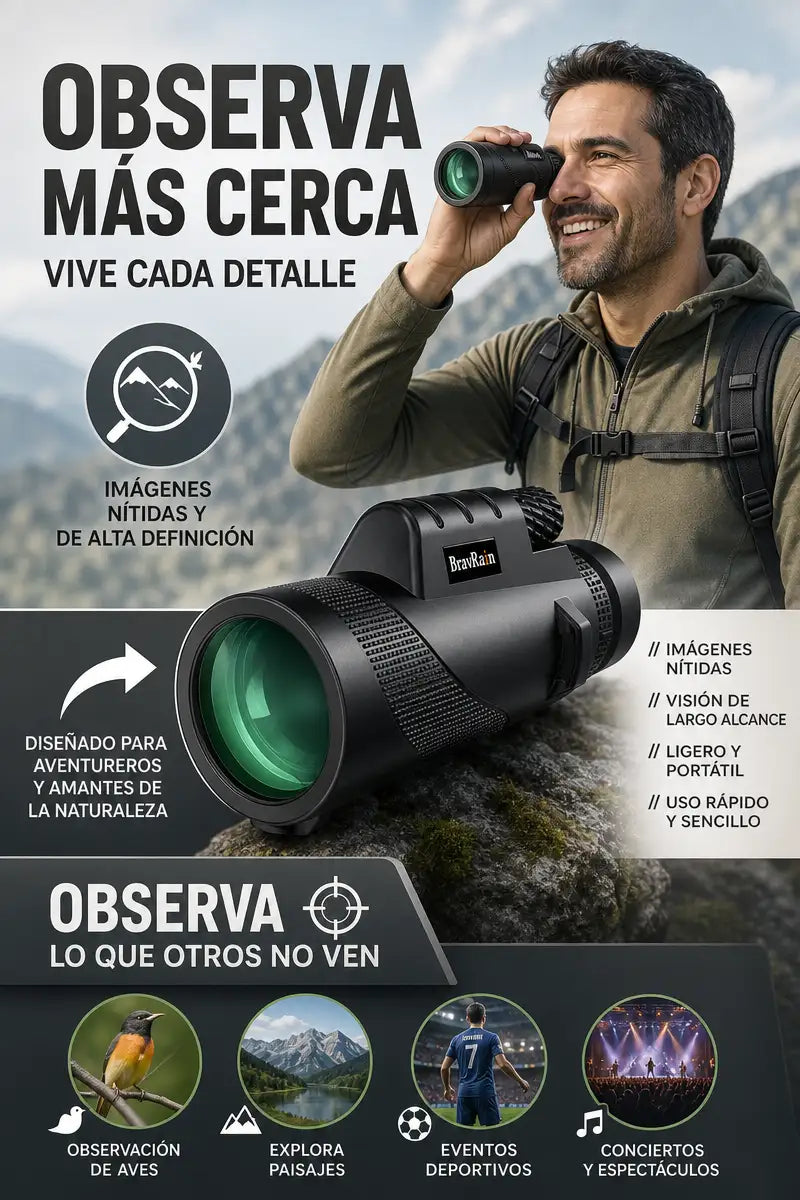 TELESCOPIO MONOCULAR PROFESIONAL 16X52 – VE HASTA 16 VECES MÁS CERCA
