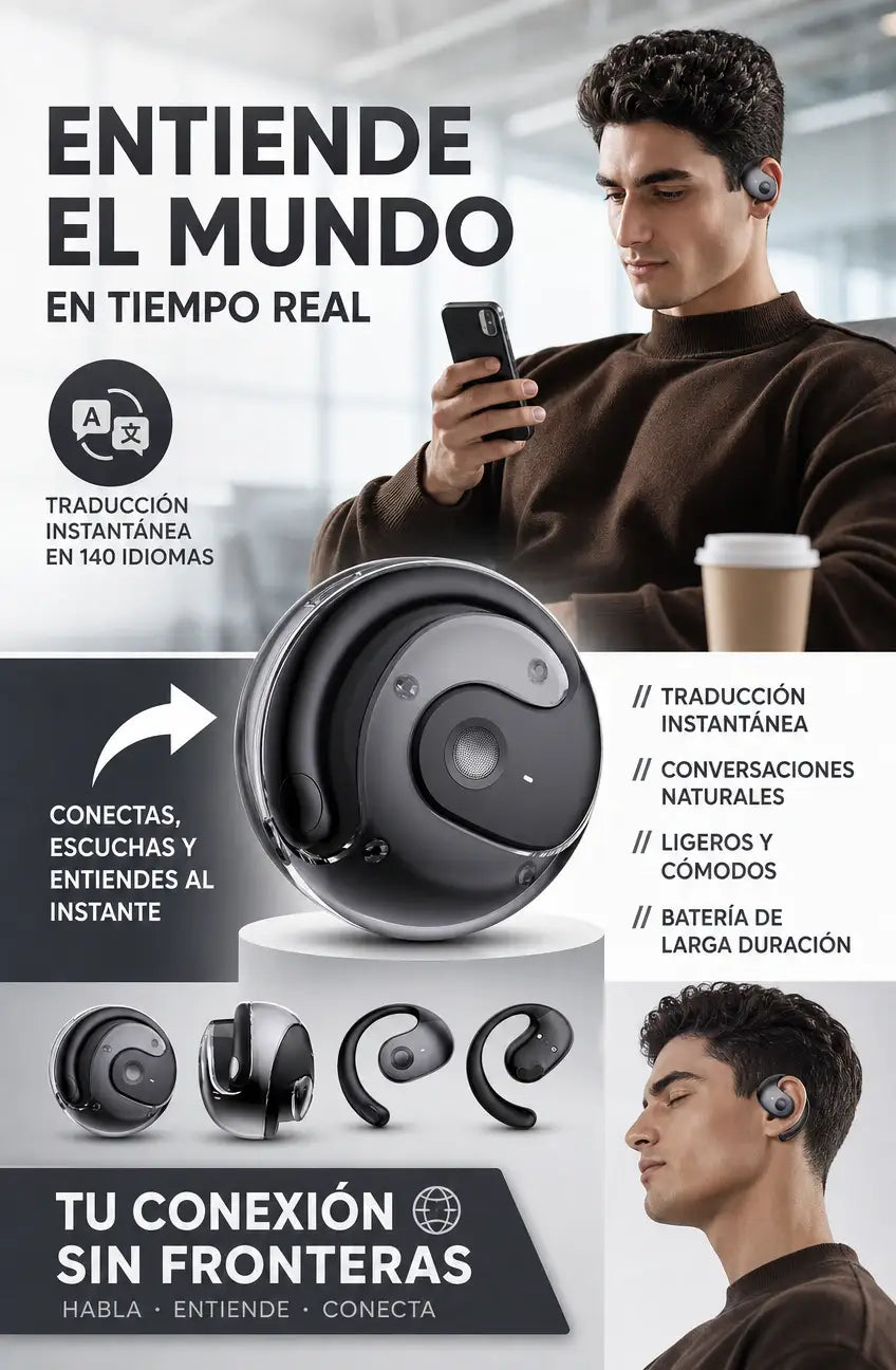 AUDÍFONOS TRADUCTOR IA™ – HABLA Y ENTIENDE 140 IDIOMAS AL INSTANTE