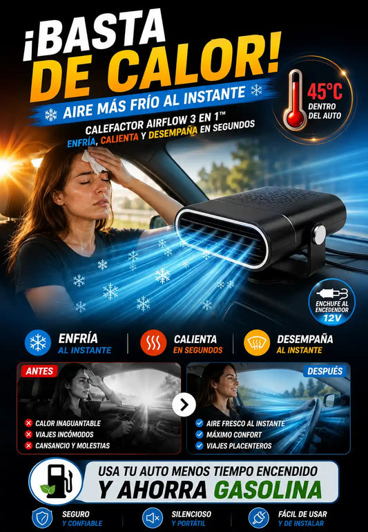 CALEFACTOR AIRFLOW 3 EN 1™ - ENFRÍA, CALIENTA Y DESEMPAÑA EN SEGUNDOS