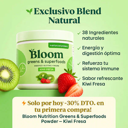 BLOOM NUTRITION GREENS & SUPERFOODS 152GR - ADIÓS HINCHAZÓN, HOLA CUERPO LIVIANO