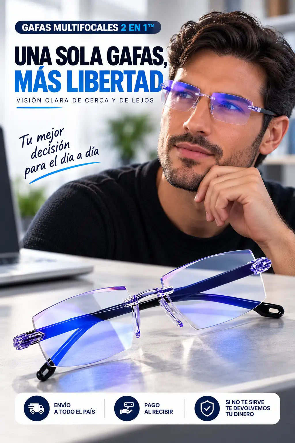GAFAS MULTIFOCALES 2 EN 1™ - VE DE CERCA Y DE LEJOS SIN CAMBIAR DE GAFAS