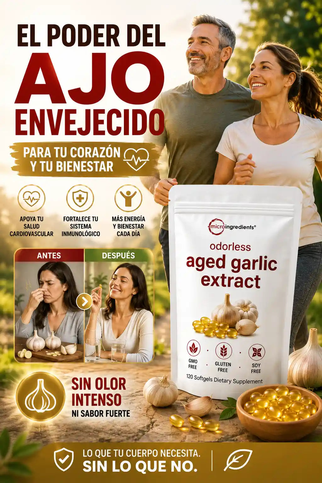 EXTRACTO DE AJO ENVEJECIDO™ - BIENESTAR DIARIO, SIN EL OLOR INTENSO DEL AJO