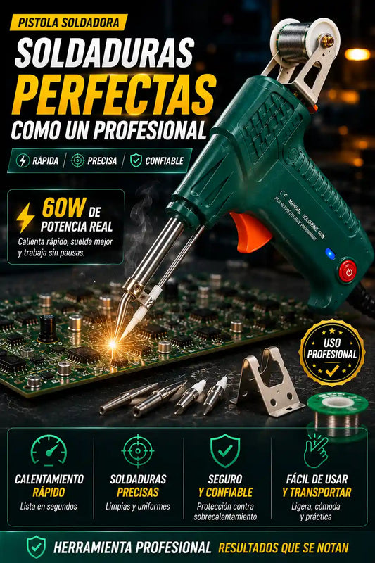 PISTOLA SOLDADORA AUTOMÁTICA 60W™ – SOLDADURAS RÁPIDAS Y PRECISAS