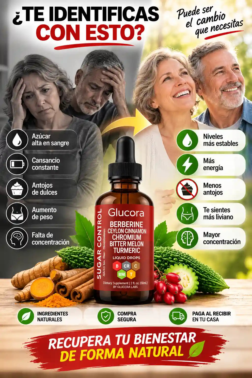 GLUCORA™ APOYO NATURAL PARA EL AZÚCAR EN SANGRE, ENERGÍA Y ANTOJOS