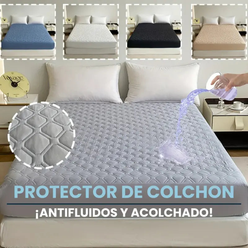 PROTECTOR DE COLCHON IMPERMEABLE ACOLCHONADO + GRATIS 2 FUNDAS