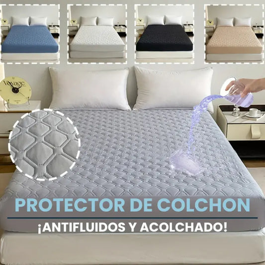 PROTECTOR DE COLCHON IMPERMEABLE ACOLCHONADO + GRATIS 2 FUNDAS