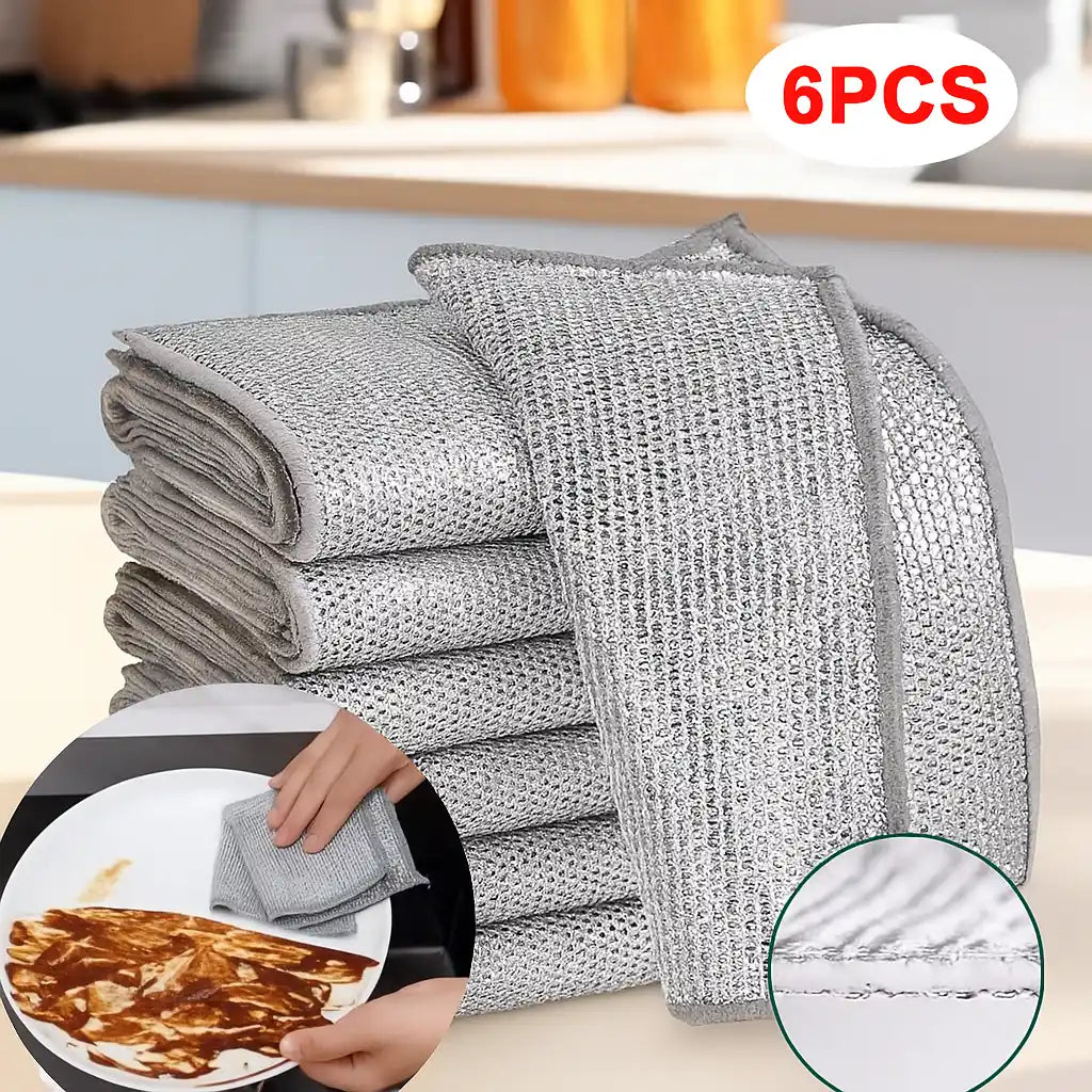 SET X6 PAÑOS MÁGICOS CON ACERO INOXIDABLE PARA COCINA