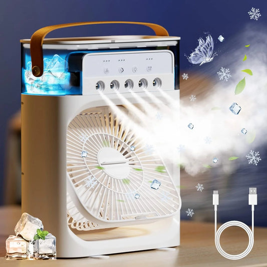 VENTILADOR DE AIRE FRÍO PORTÁTIL CON HUMIDIFICADOR - TU REFUGIO CONTRA EL CALOR