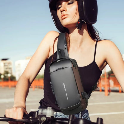 BOLSO MANOS LIBRES ANTIRROBO, CARGA USB, IMPERMEABLE