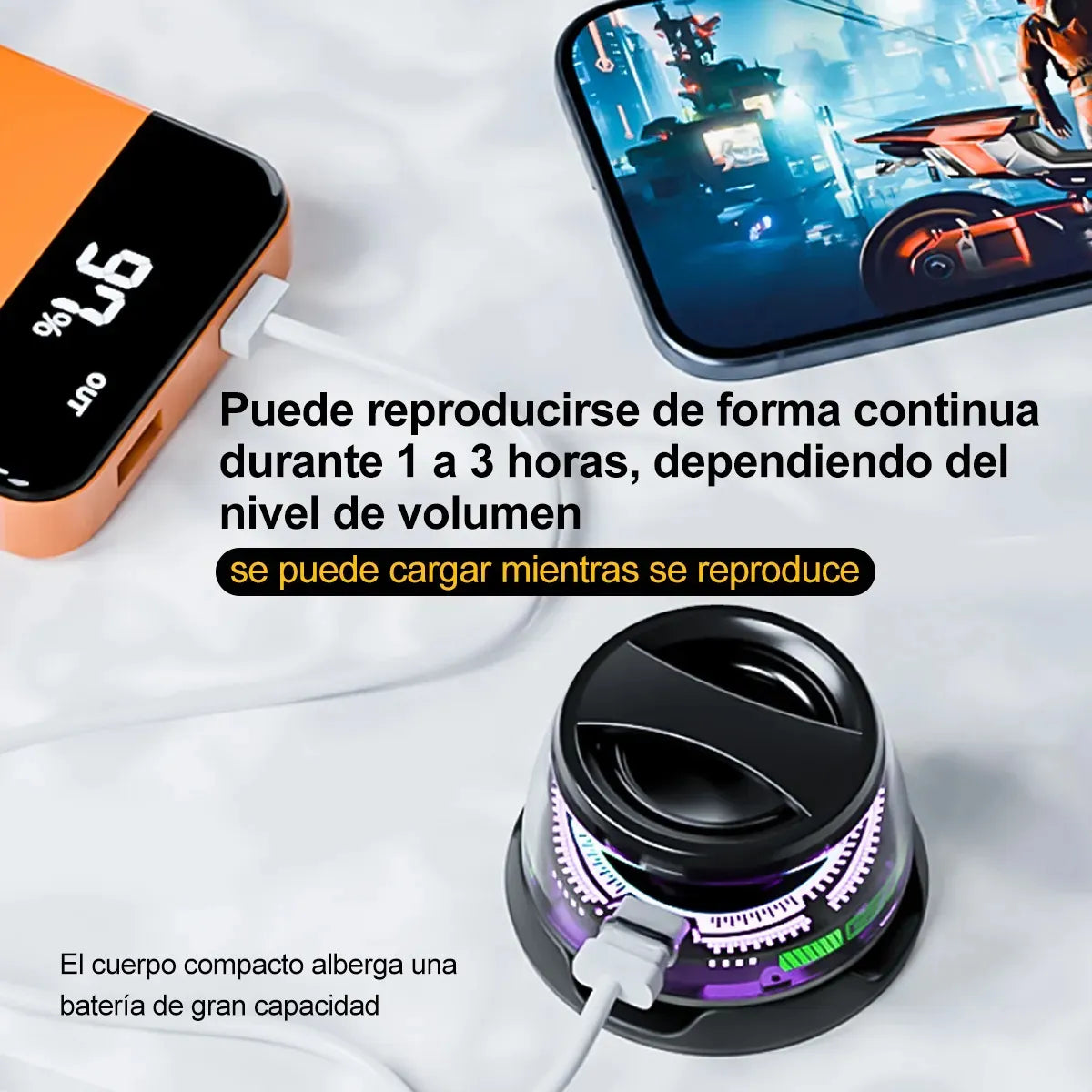 MINI PARLANTE MAGNÉTICO PRO – SONIDO DUAL + LUCES RGB