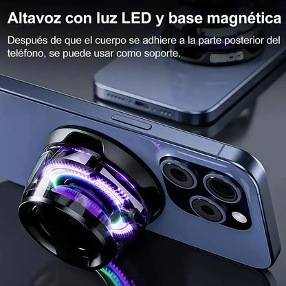 MINI PARLANTE MAGNÉTICO PRO – SONIDO DUAL + LUCES RGB