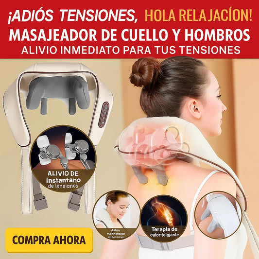 MASAJEADOR DE CUELLO Y HOMBROS ANTIDOLOR – ¡ADIÓS TENSIÓN AL INSTANTE!