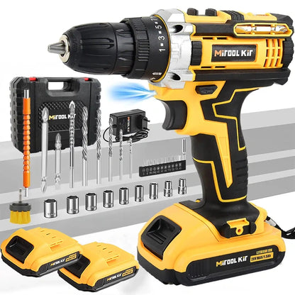 KIT TALADRO DE IMPACTO INALÁMBRICO 48 VOLTIOS + 26 ACCESORIOS + 2 BATERÍAS GRATIS 🎁