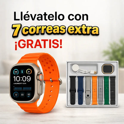 RELOJ INTELIGENTE SMARTWATCH ULTRA + 7 CORREAS GRATIS INCLUIDAS - SOLO POR HOY 🎁